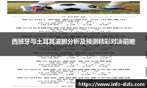 西班牙与土耳其波胆分析及预测精彩对决前瞻