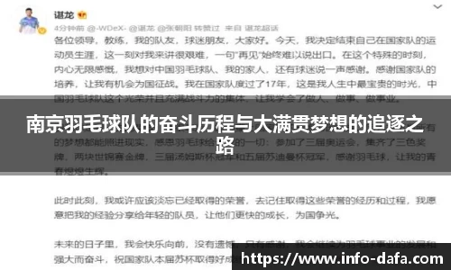 南京羽毛球队的奋斗历程与大满贯梦想的追逐之路